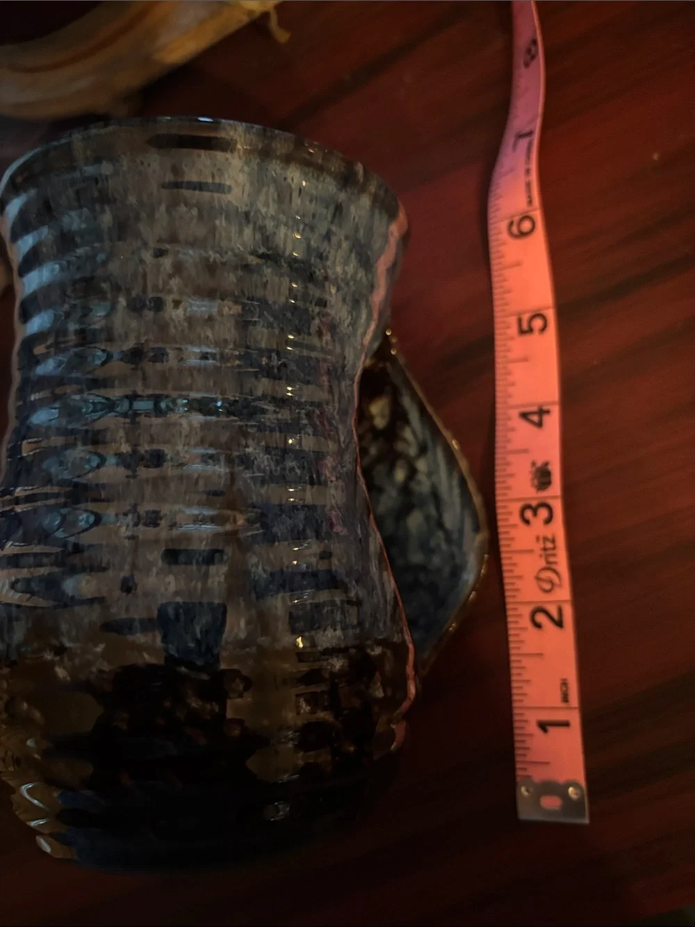 Handcrafted 20 oz Blue Glazed Ceramic Mug with Thumb Rest